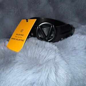 Valentino Black Belt with Logo Accent